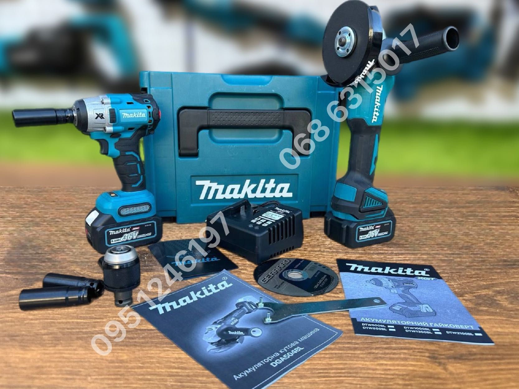Набор 2/1 Makita Болгарка DGA504BL Гайковерт DTW650BL 2 АКБ 36V 8Ah