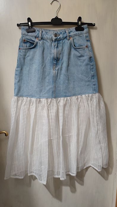 Джинсова спідниця з фатіном сіткою