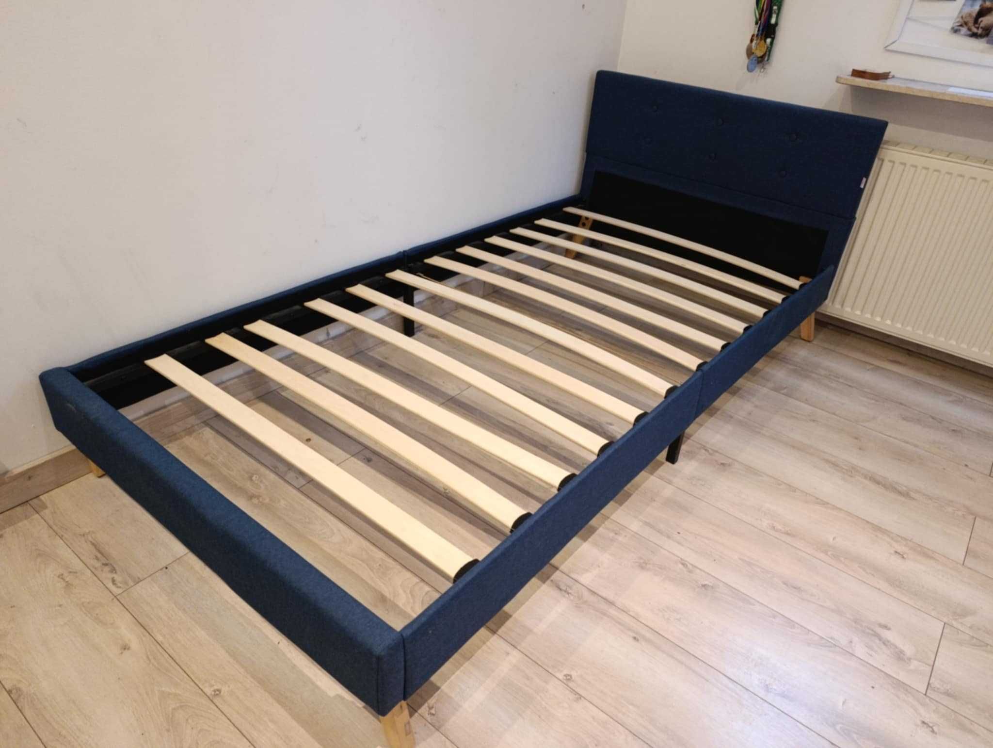 Łóżko z stelarzem na materac 100x200 cm niebieskie granatowe