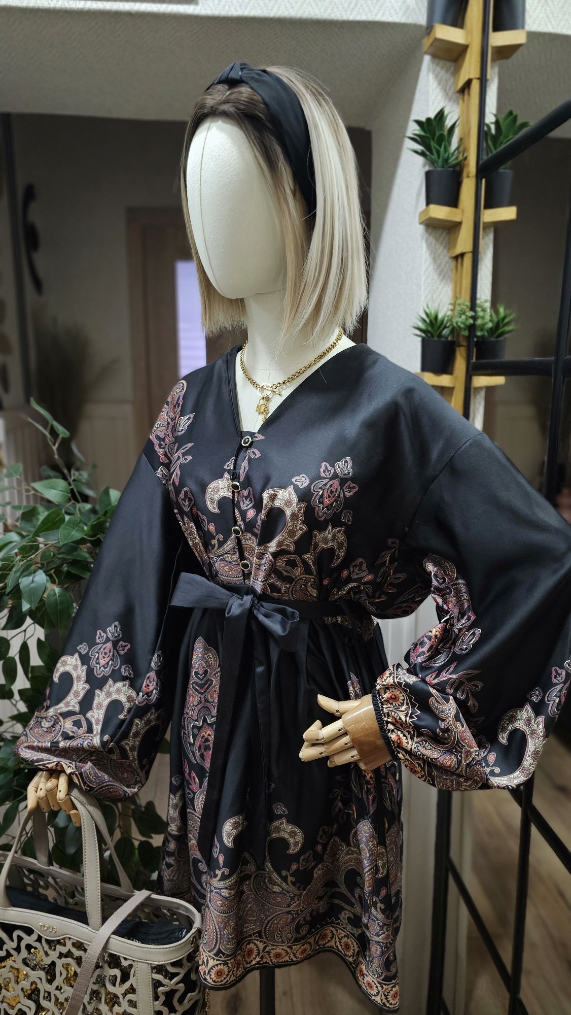 Cudowna sukienka Cocomore satynowa wzory Boho oversize