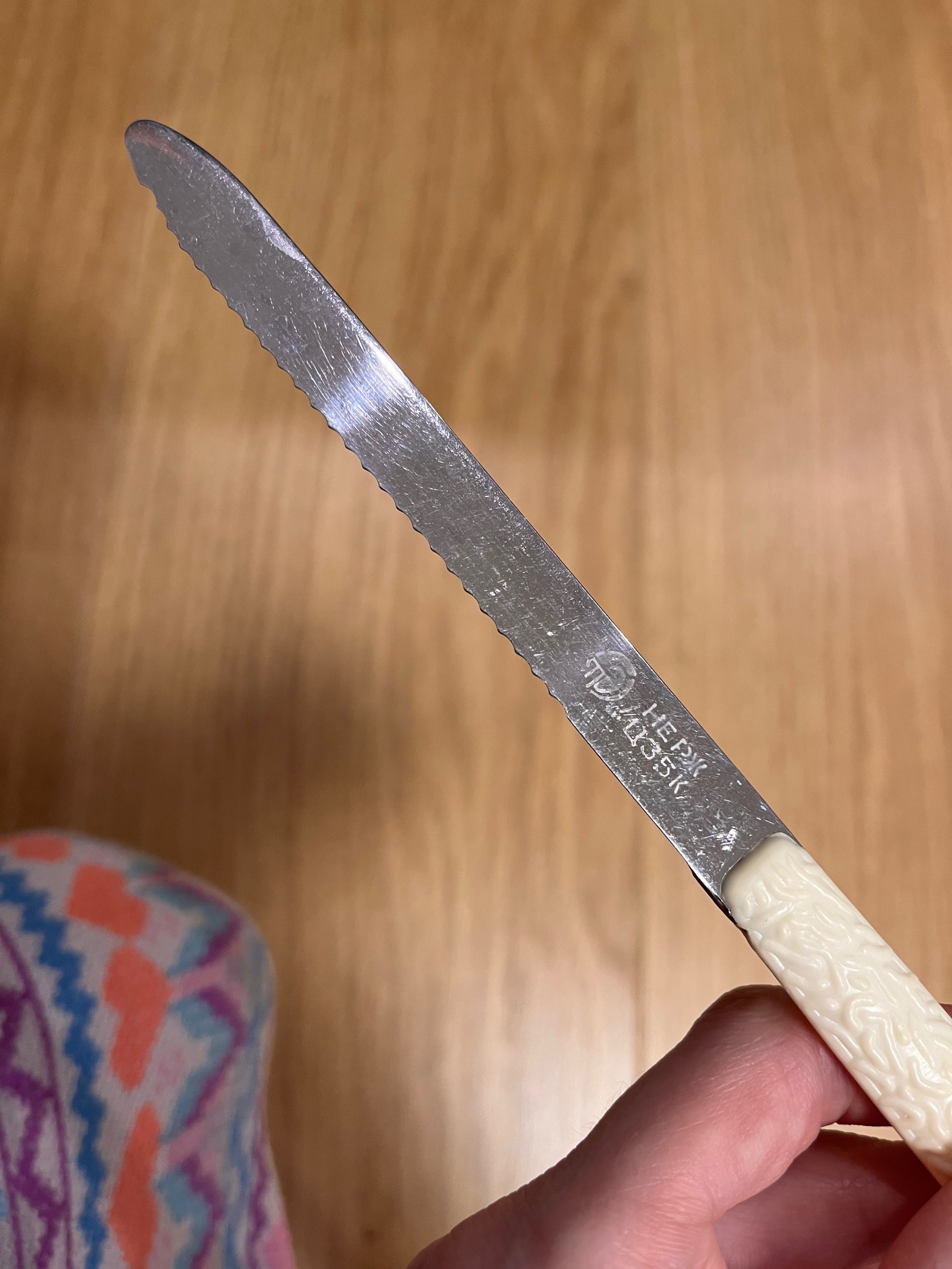 Ножі столові нержавійка радянські з білою ручкою - комплект 5 шт