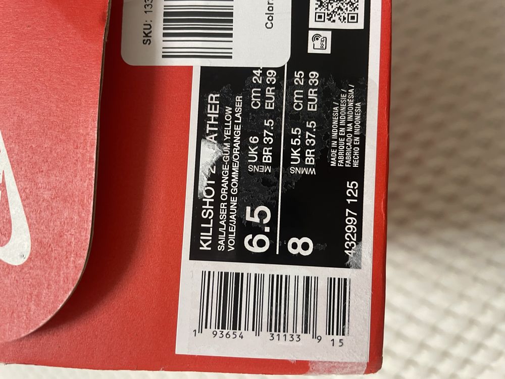 Оригінал Nike killshot 2 leather 39.5 40 40.5 24.5 25.5 см шкіра