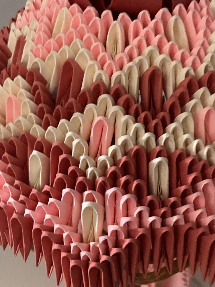 Lampka różowa origami modułowa  recznie robiona