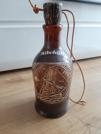 Mikołajki gliniana butelka z korkiem alkohol rum 500ml brązowa Nowa