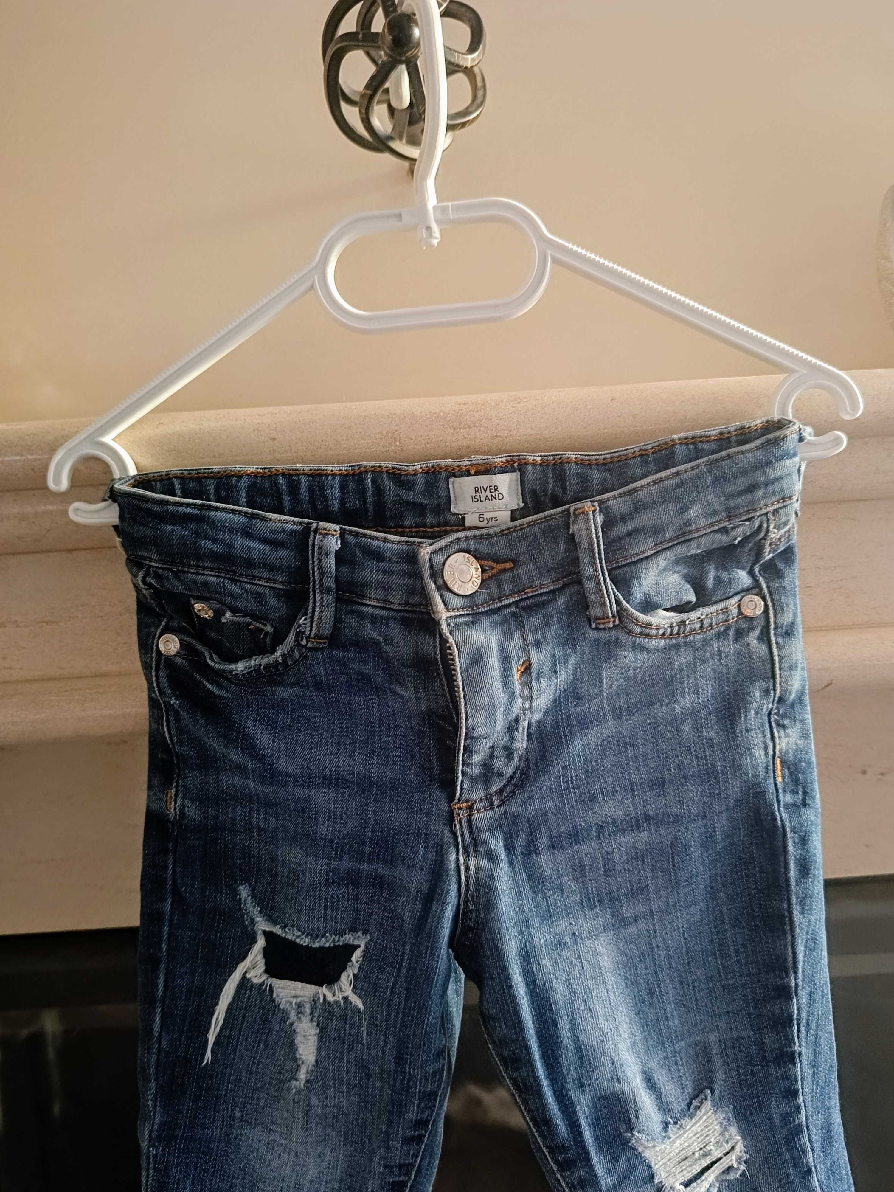 modne jeansy RIVERS ISLAND r. 116, 6 lat, spodnie stan BDB