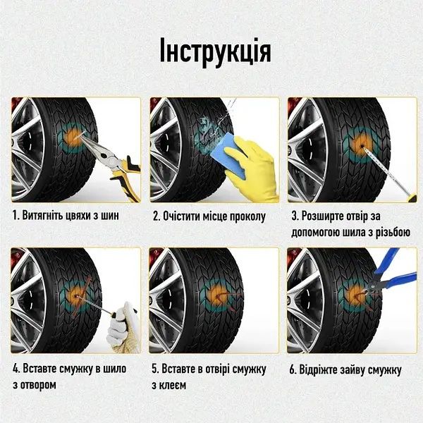 Индивидуальный набор для ремонта бескамерных шин tubeless tyre repaoir