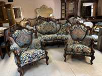 Włoski Stylowy Komplet Wypoczynkowy Sofa 2 Fotele Meble Stylowe italy