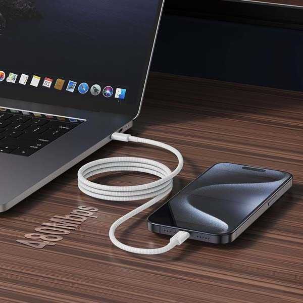 Kabel 1m USB-C USB-C do ładowania IPhona 15, 15 PRO, 16  2x USB typu C