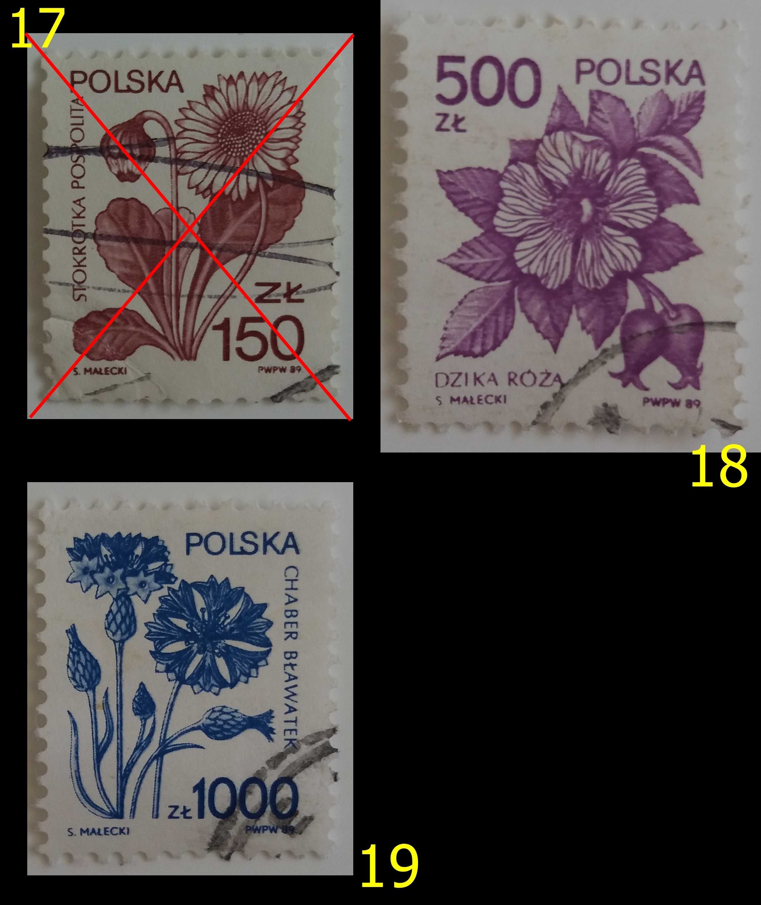 Znaczki pocztowe, Polska 1978-89, 17 sztuk