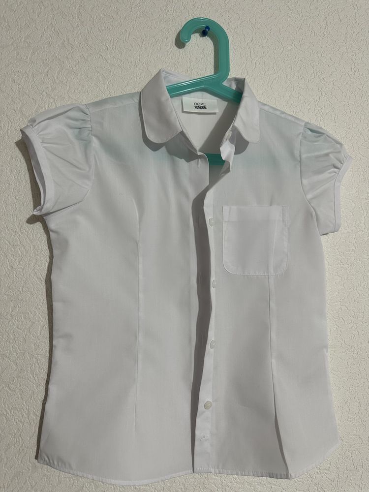 Блузка белая голубая кофта нарядная next school