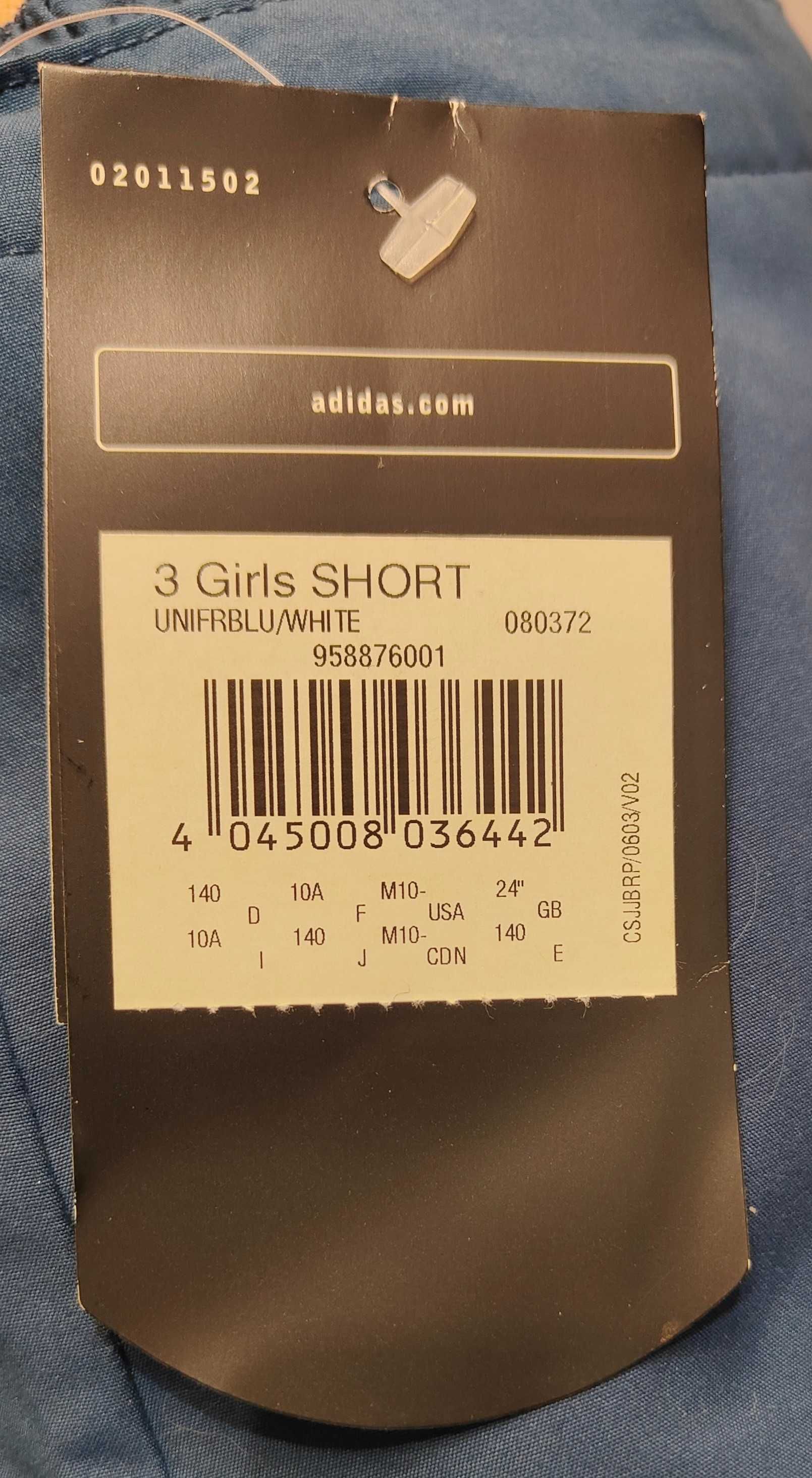 S) ADIDAS logowane spodenki dziewczęce Roz.140cm
