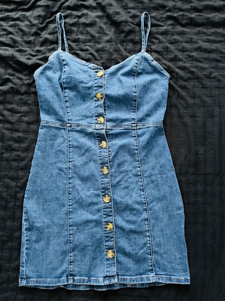 Sukienka dzinsowa jeansowa z guziczkami guzikami niebieska S M