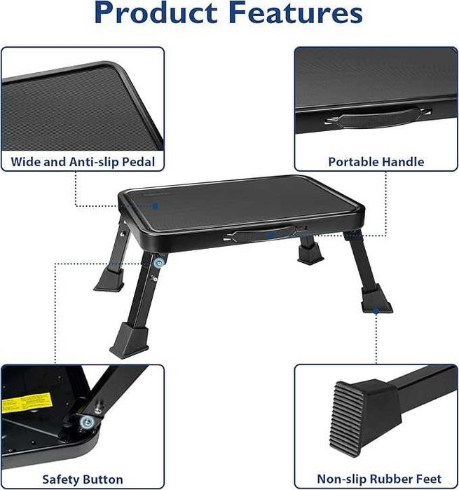 BONTEC Składany podnóżek, pojemność 150 kg,