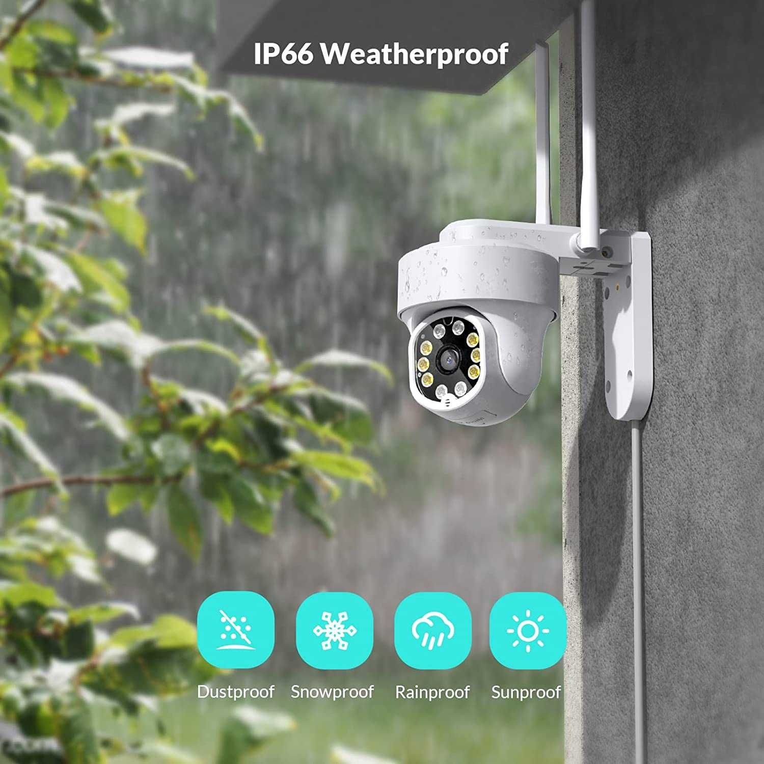 Câmara vigilância WiFi exterior zoom 8x 1080p 360º áudio bidirecional