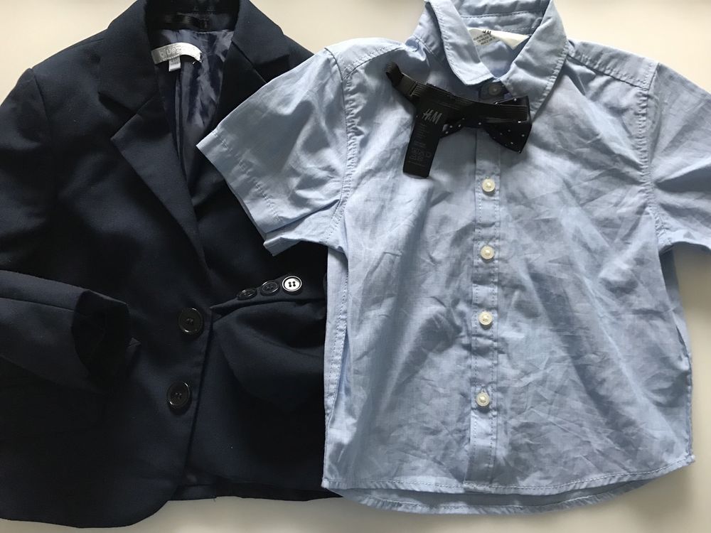 Nowa koszula z muchą H&M 92 cm, marynarka Blue Zoo, stan bardzo dobry