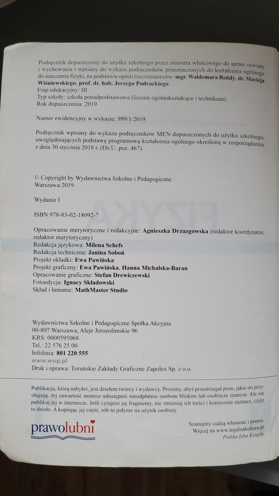 Fizyka  WSiP klasa 1 LO