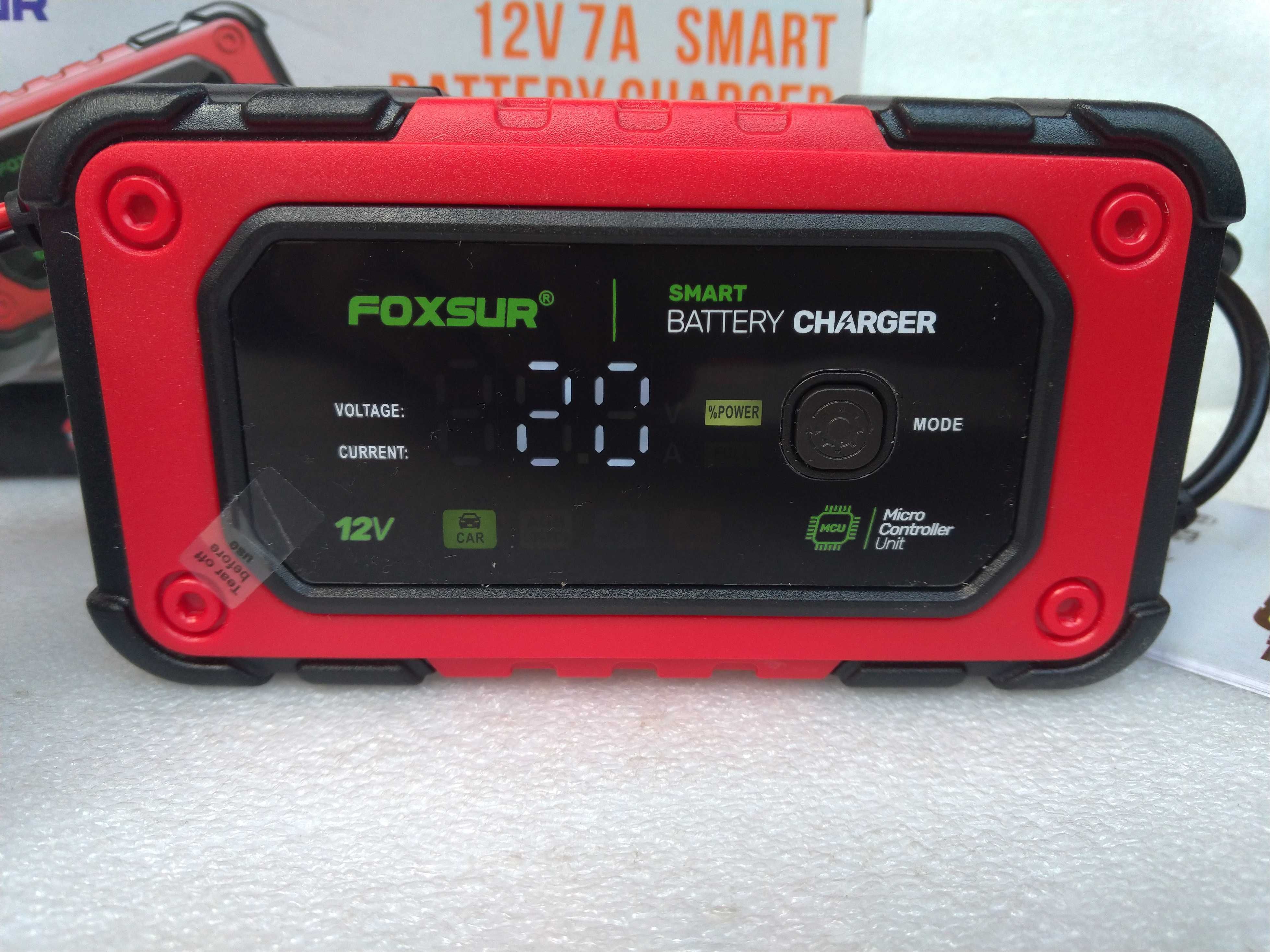 Foxsur 12V 7A зарядное устройство авто мото импульс ремонт LiFePO4 AGM