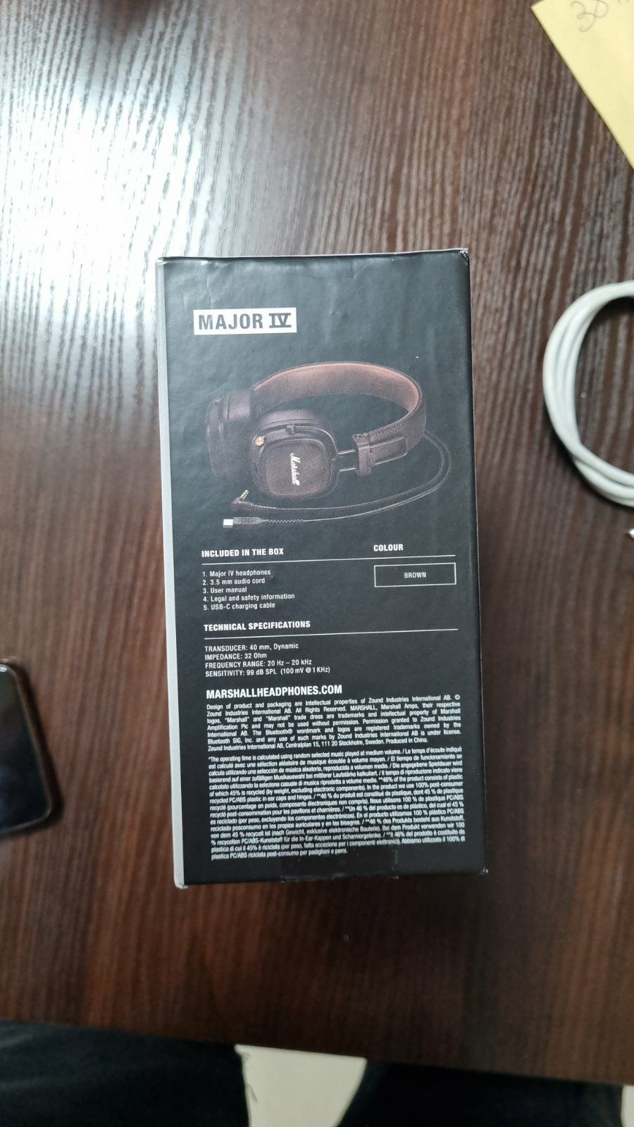 Навушники Marshall Major 4 Major IV Bluetooth Black/Brown оригінал