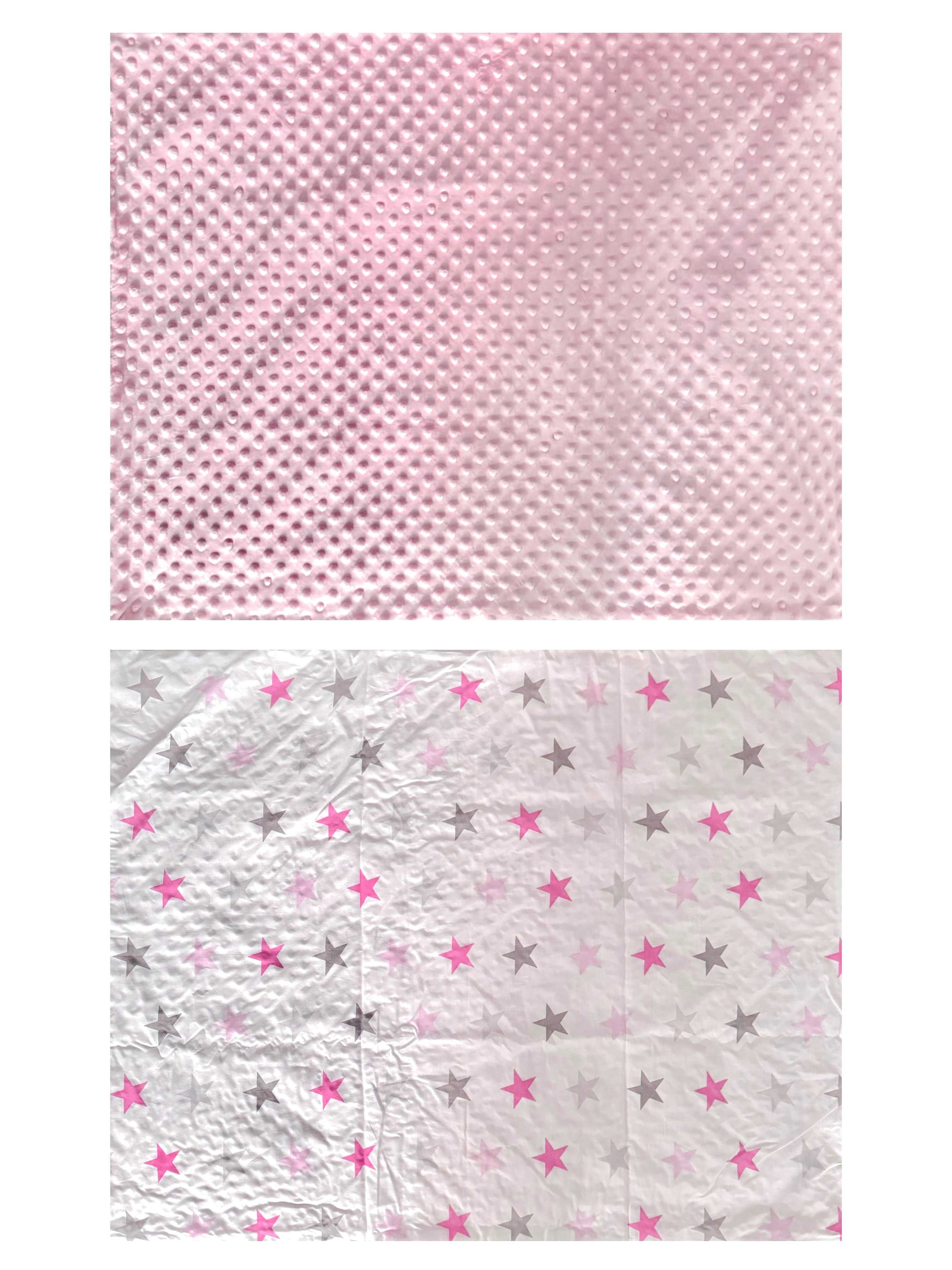 NOWY Kocyk Minky dwustronny 80cmx60cm Masełkowy/Róż