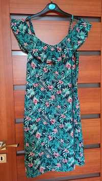 Zielona sukienka w kwiaty S/M