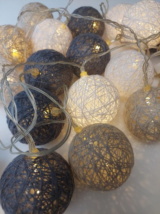 Światełka kule boho sznurek