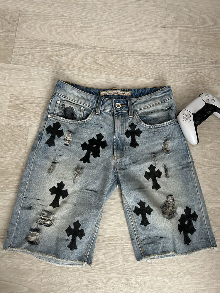 Кастомні Джинсові Шорти Crome Hearts