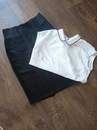 Biała bluzka Mohito z spódniczka czarna