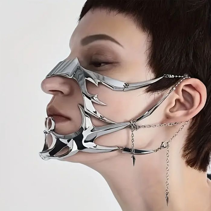 Металева декоративна маска в стилі кібепанк / фетиш / косплей