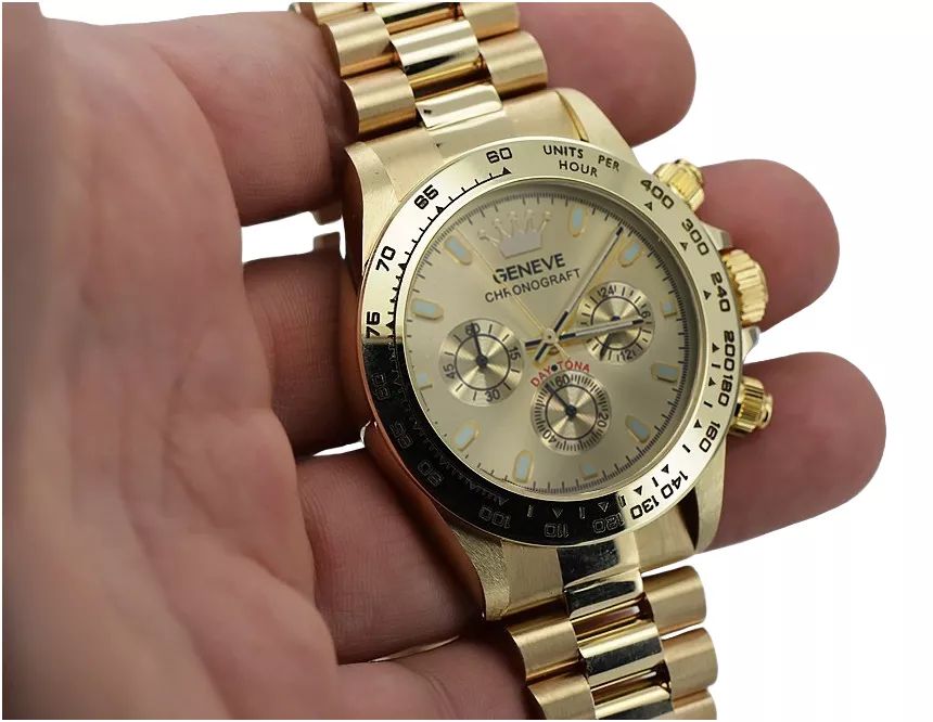 Złoty zegarek z bransoletą męski 14k Geneve mw014ydg&mbw015y Wrocław