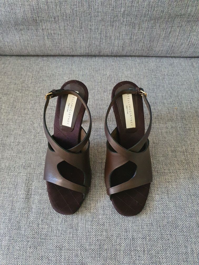 Sandały Stella McCartney 39.5 brązowe skóra wegańska szpilki