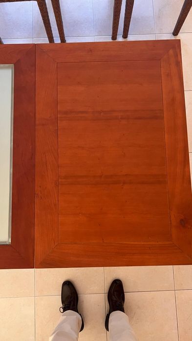 Mesa de Jantar em Madeira Maciça c/ Tampo de Vidro Central (Em Excelen