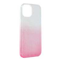 Etui Case Plecki Shining Brokat Iphone 13 Transparent/Róż + Szkło 9H