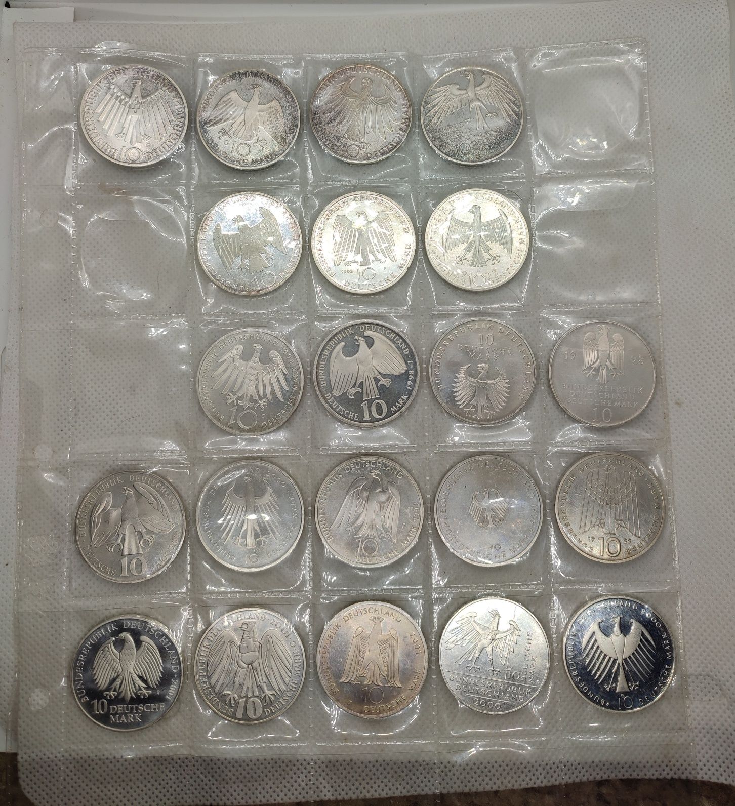 Німеччина 10 марок 1972-2001рр, срібло