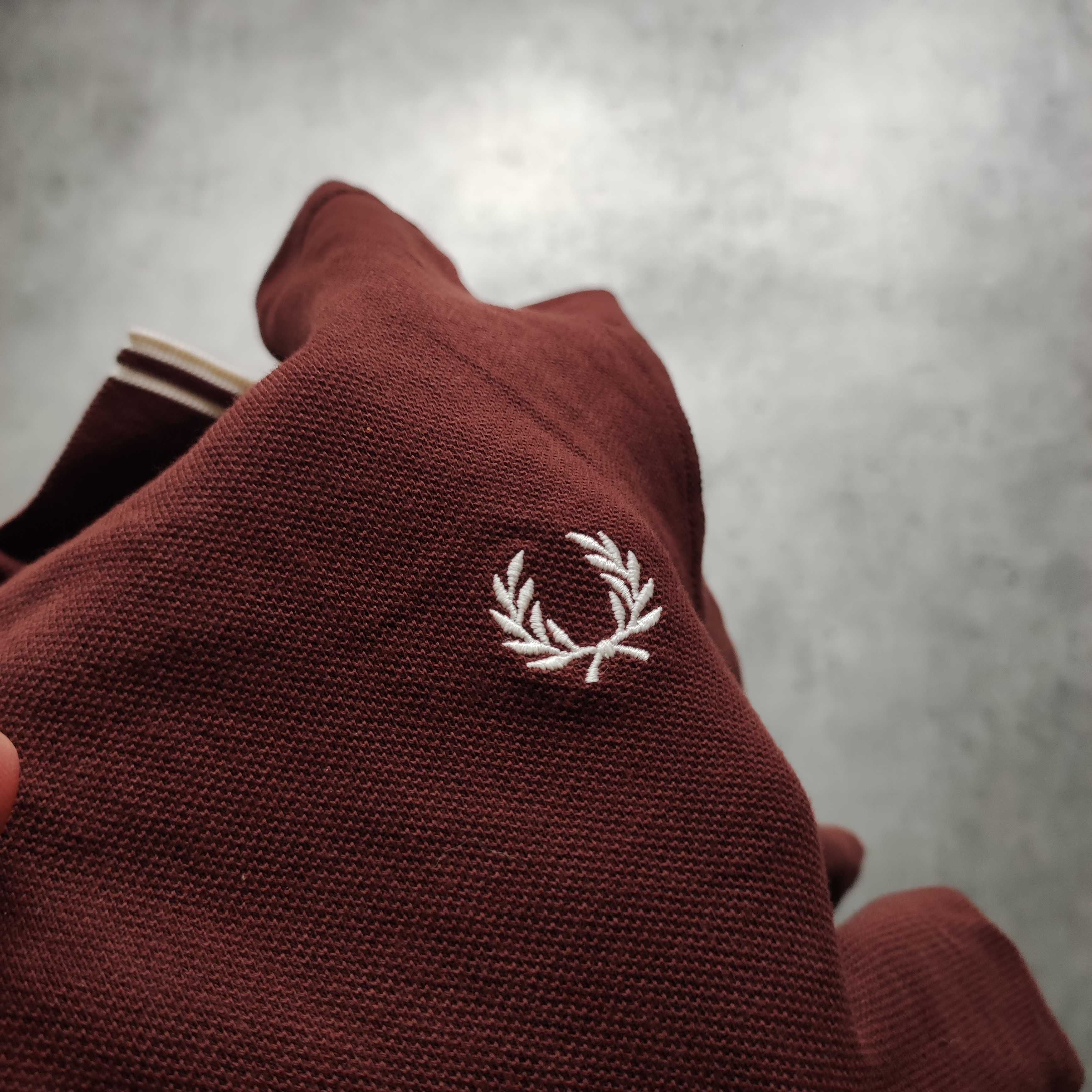 MĘSKA Koszulka Bawełna PREMIUM Elegancka Długi Rękaw Fred Perry Haft