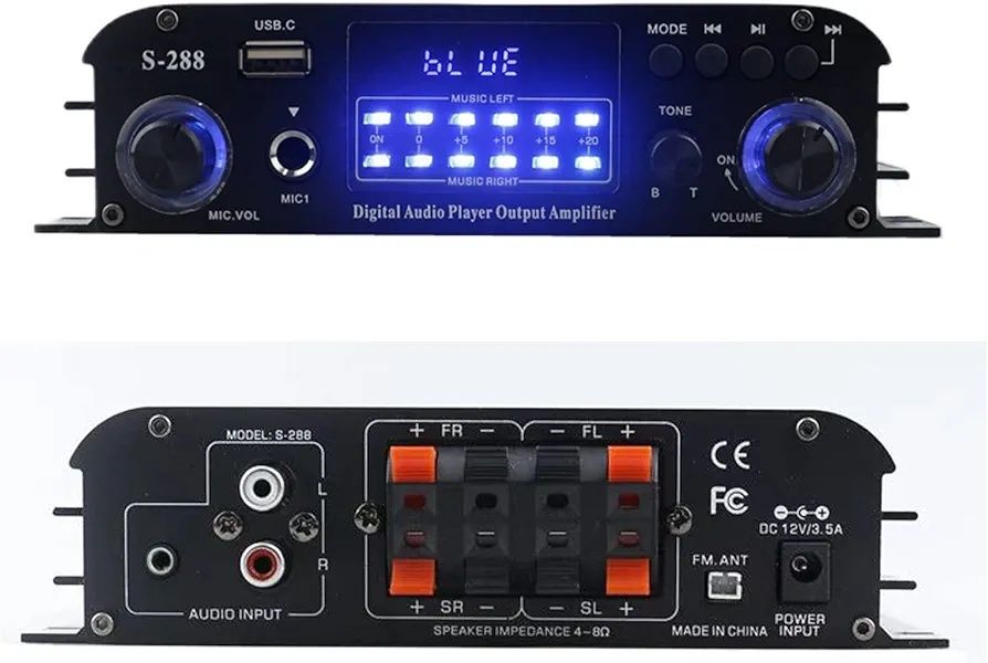 S-288 4-kanałowy wzmacniacz audio Bluetooth 5.0, RMS 45Wx4 maks. 600 W