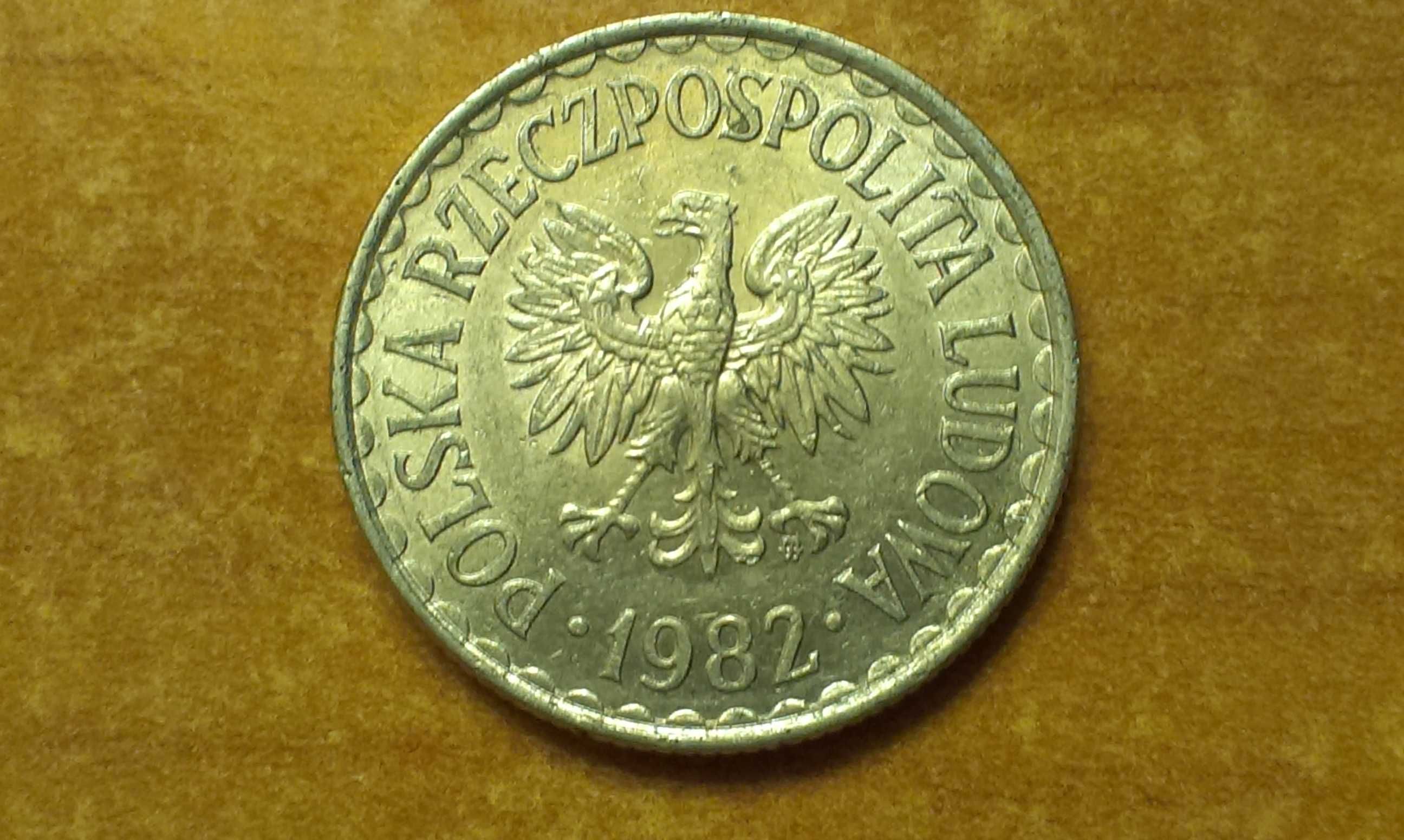 Moneta 1 złoty 1982, odmiana A, cienka data. Bardzo rzadka moneta PRL.