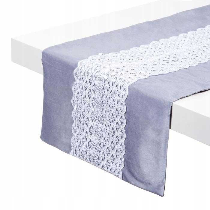 Home & You Bieżnik Obrus  Szary Koronka Tanio
