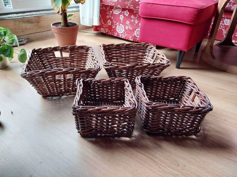 Kosze dekoracyjne do przechowywania, 4 sztuki, korytko, pojemnik