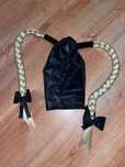 883/ Nowa Maska czarna halloween latex 0,4 blond ogony S/M/L