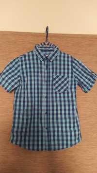 Koszula Zara w niebieską kratkę dla chłopca 9-10 lat krotki rękaw