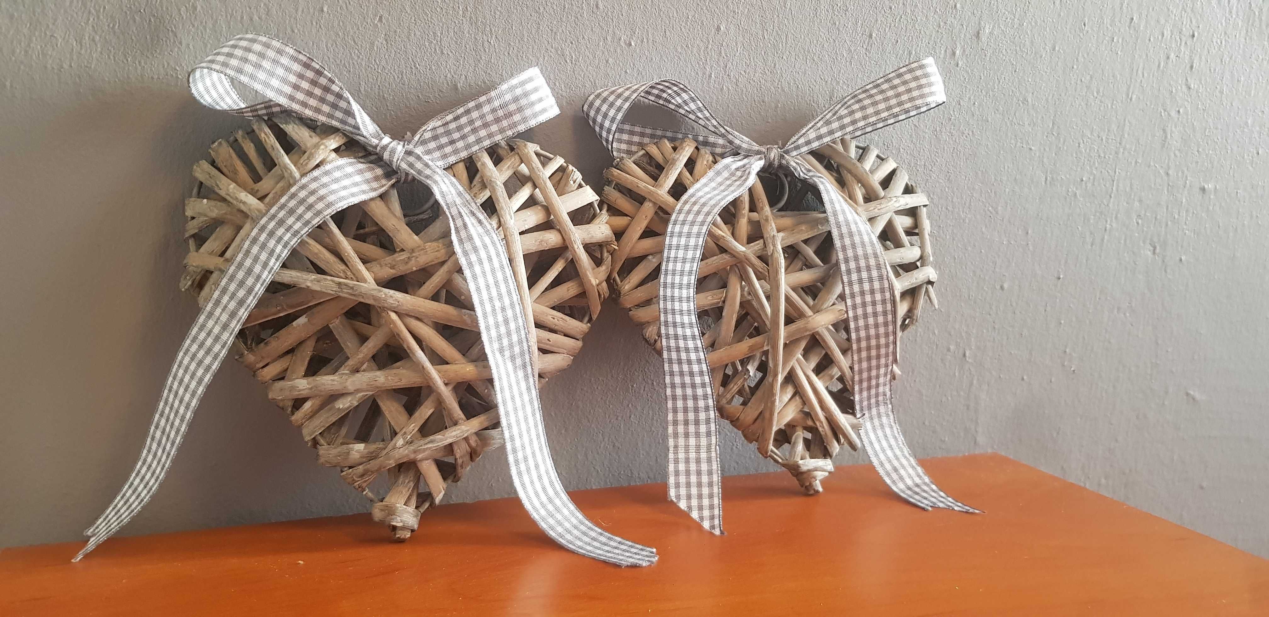 Plecione serca kokardy wisząca ozdoba drewniana dekoracja