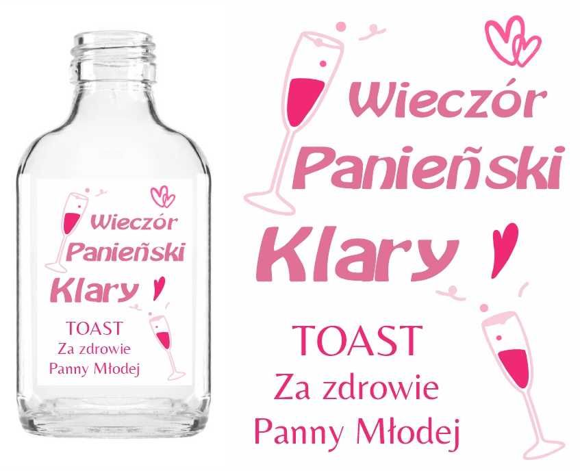 Butelki setki na WIECZÓR PANIEŃSKI z naklejką podziękowanie