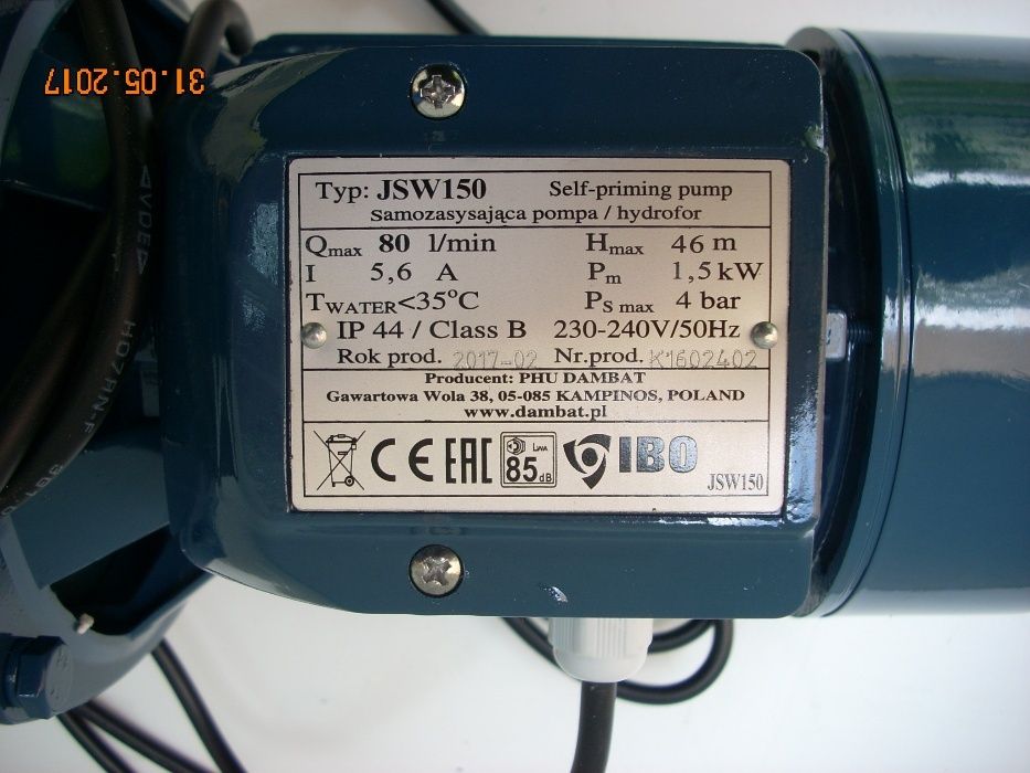 Pompa hydroforowa JSW 150 - 1,5 KW - żeliwo