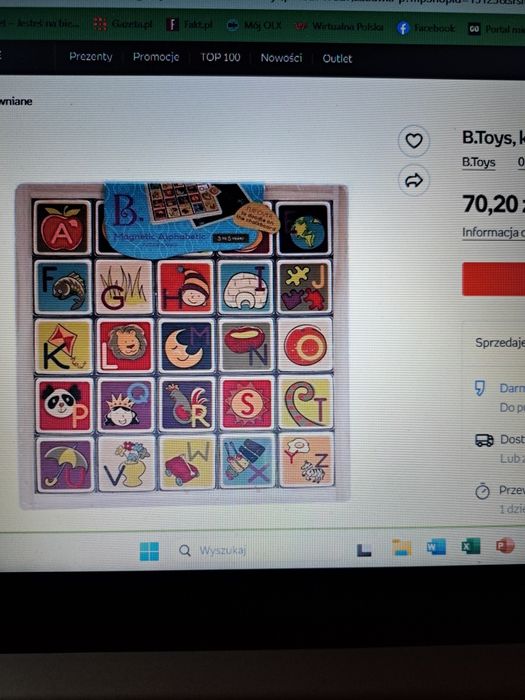 B.Toys Magnetyczne drewniane puzzle - literki alfabetu z tablicą kredo