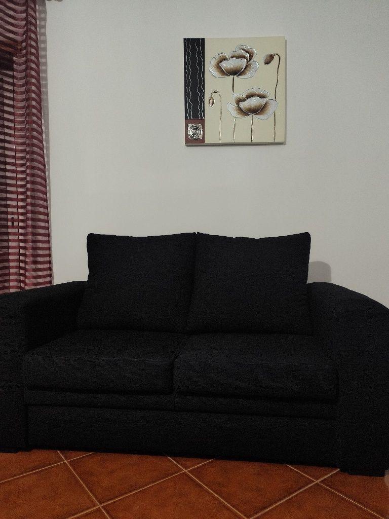 Conjunto 2 sofás tecido preto