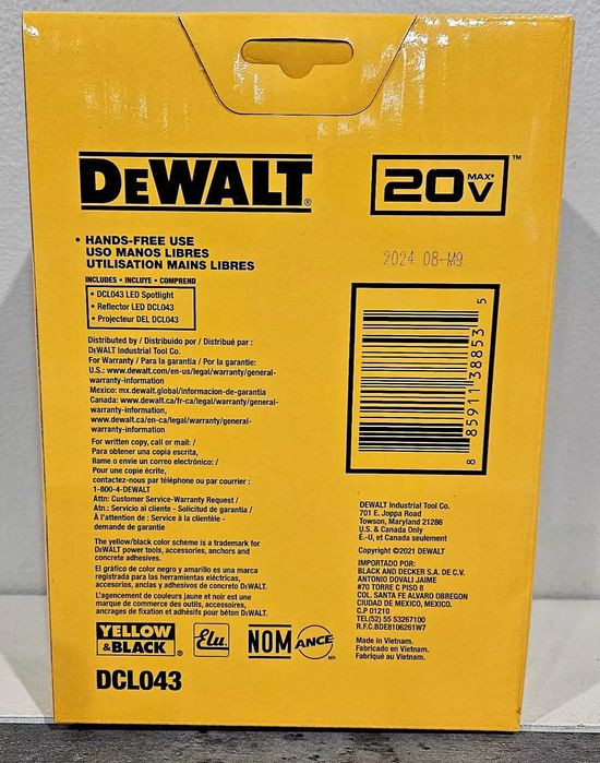 Фонарь аккумуляторный DeWALT DCL043 новый 2024год