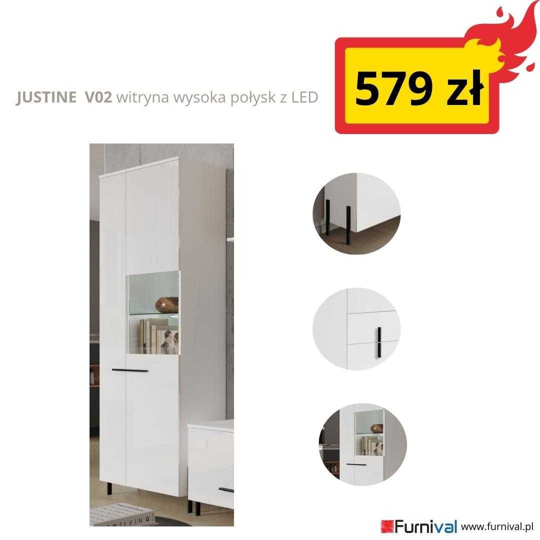 JUSTINE V01 WITRYNA NISKA 2D biały/biały połysk