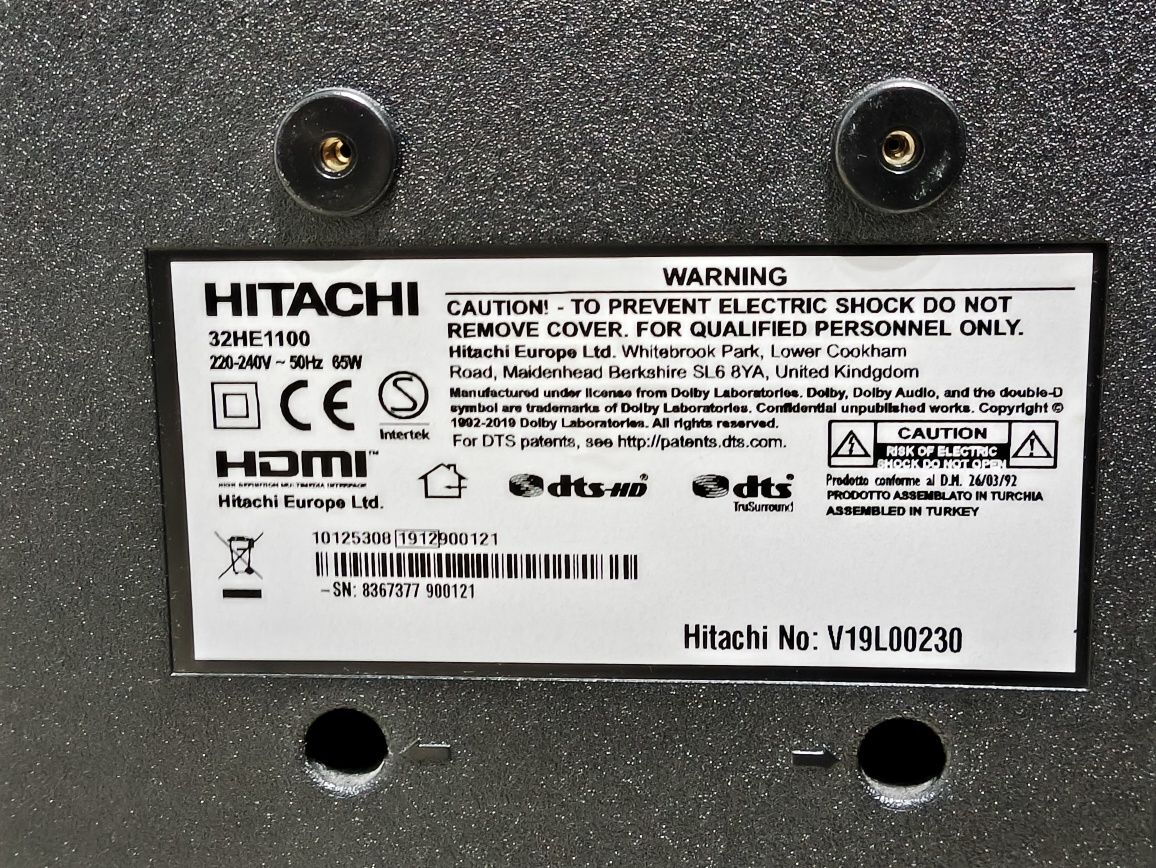 Telewizor 32 cale LED Hitachi z wbudowanym dekoderem HEVC