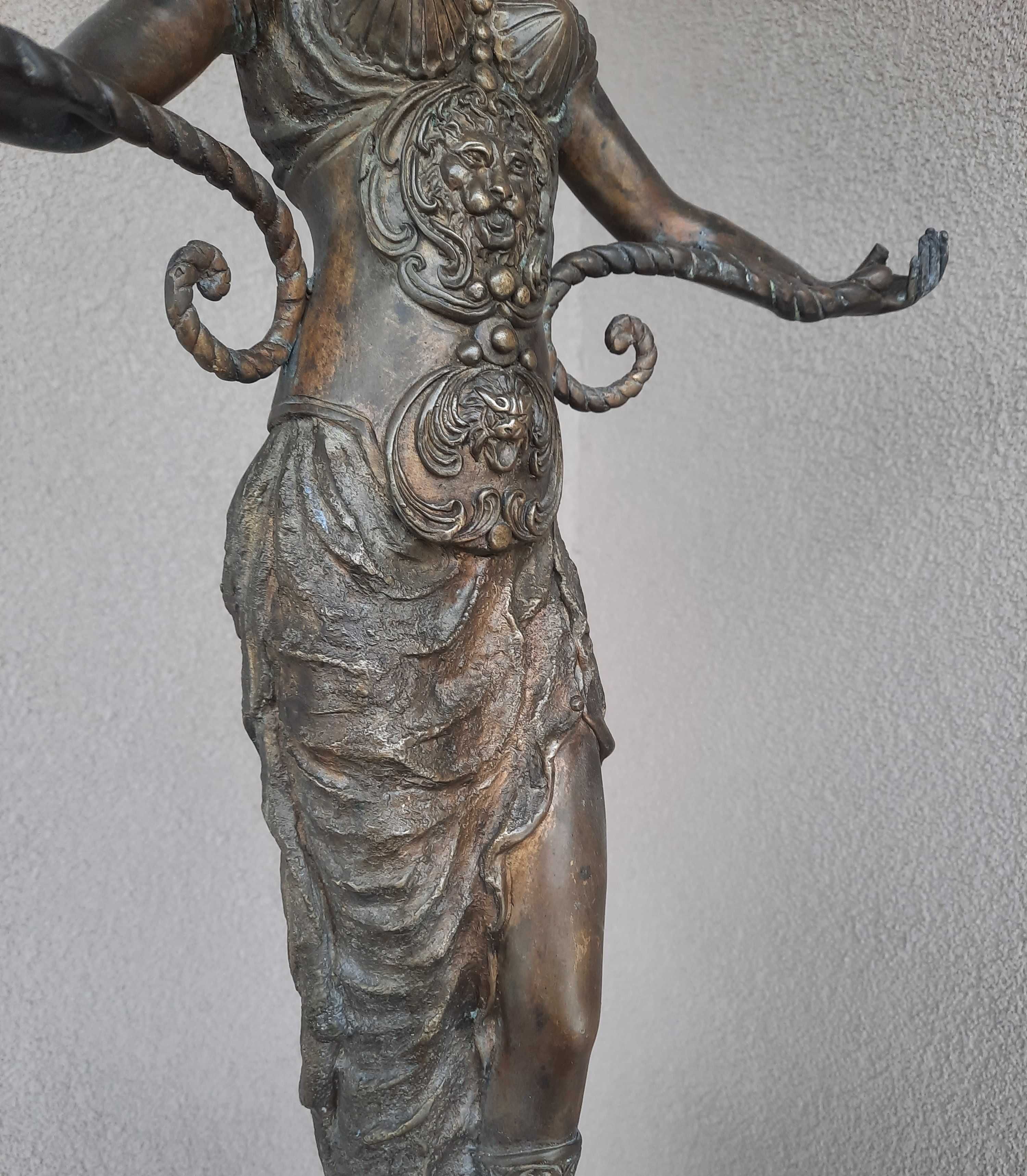 Stara ładna figura kobiety bogini mosiądz 64cm