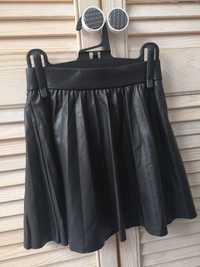 Spódniczka plisowana Zara 116, czarna, skórzana